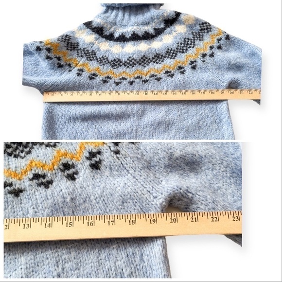 Derek Lam 10 Crosby Diagonal Fair Isle Alpine Turtleneck Sweater, Size S blue - Picture 14 of 15